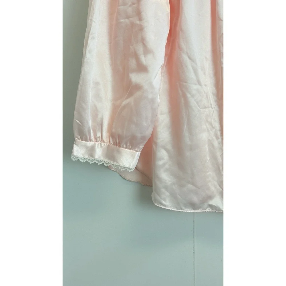 NEW Amanda Stewart Womens M Brushed Satin Pajama Set Floral Embroidery Lace Pink